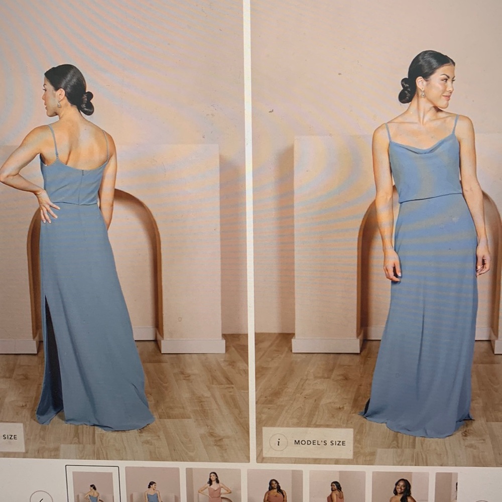 Skye chiffon dress from revelry in French blue.